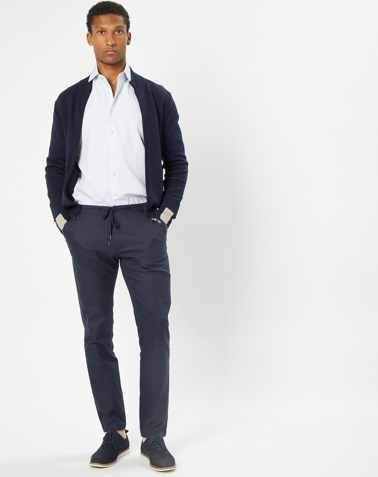 Hackett London Gilet fin zippé bleu marine