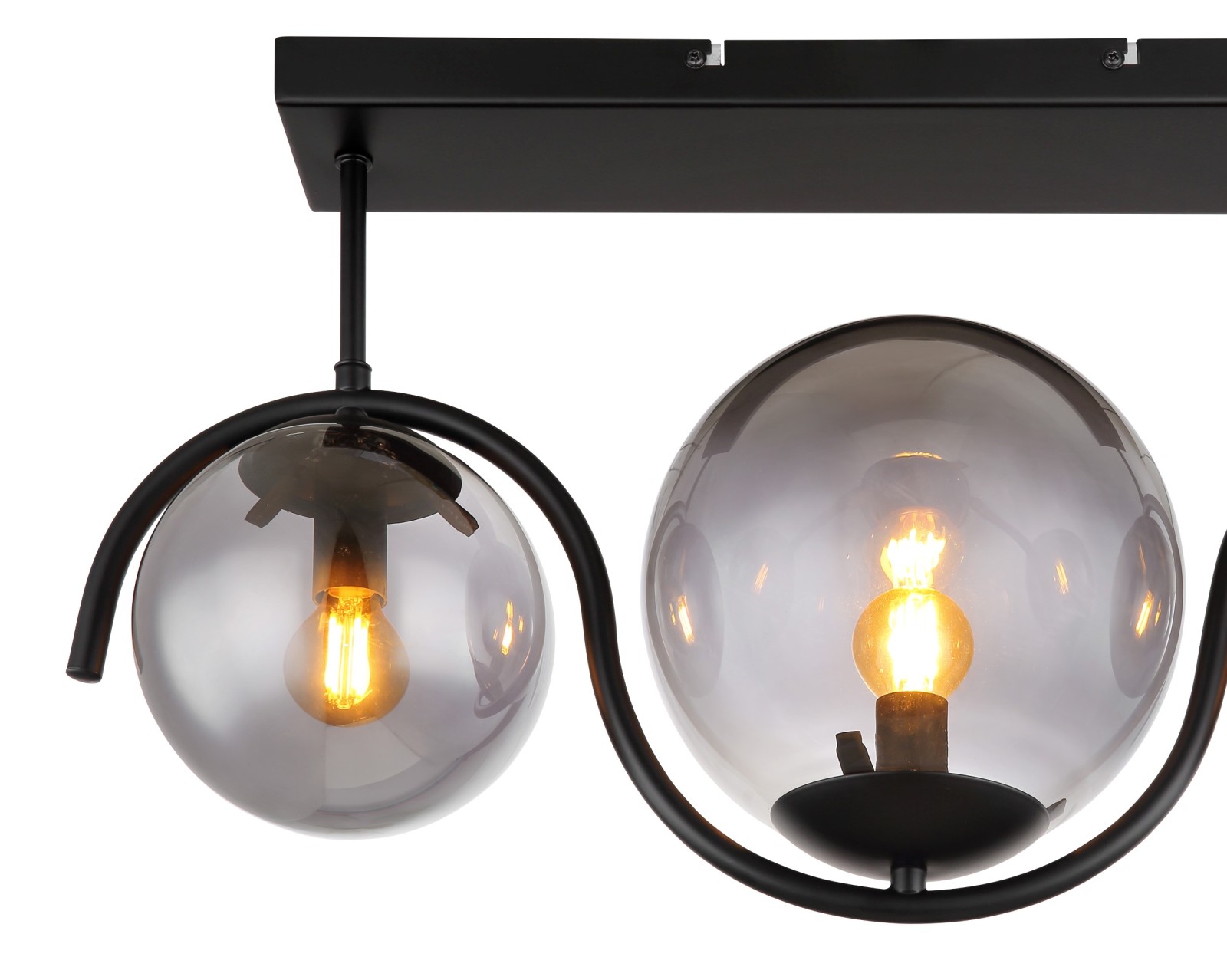 Deckenlampe - schwarz matt - rauchfarben - Glas - 60 cm breit