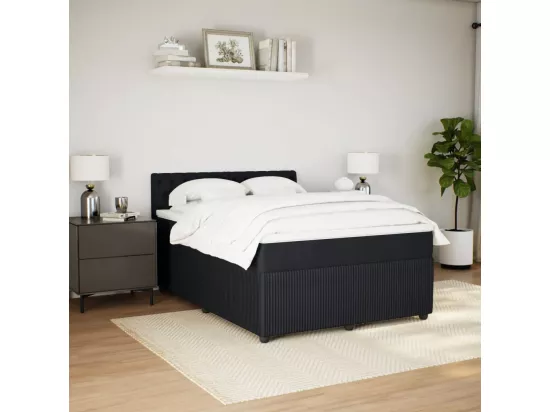 Sommier à lattes de lit avec matelas Noir 140x190 cm Velours