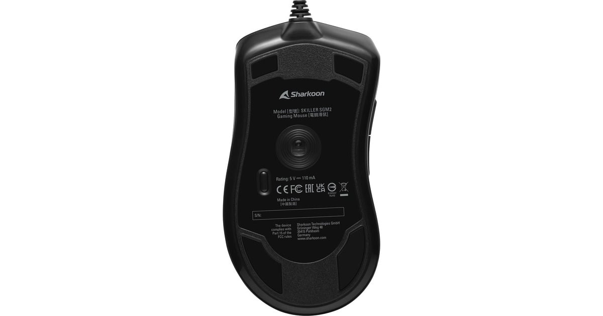 SharkoonSKILLER SGM2 optische gaming muis  (Zwart, 400 - 6400 dpi, RGB leds)