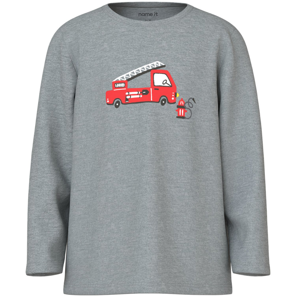 Køb Name It Grey Melange Nmmnightset Grey Firetruck Noos