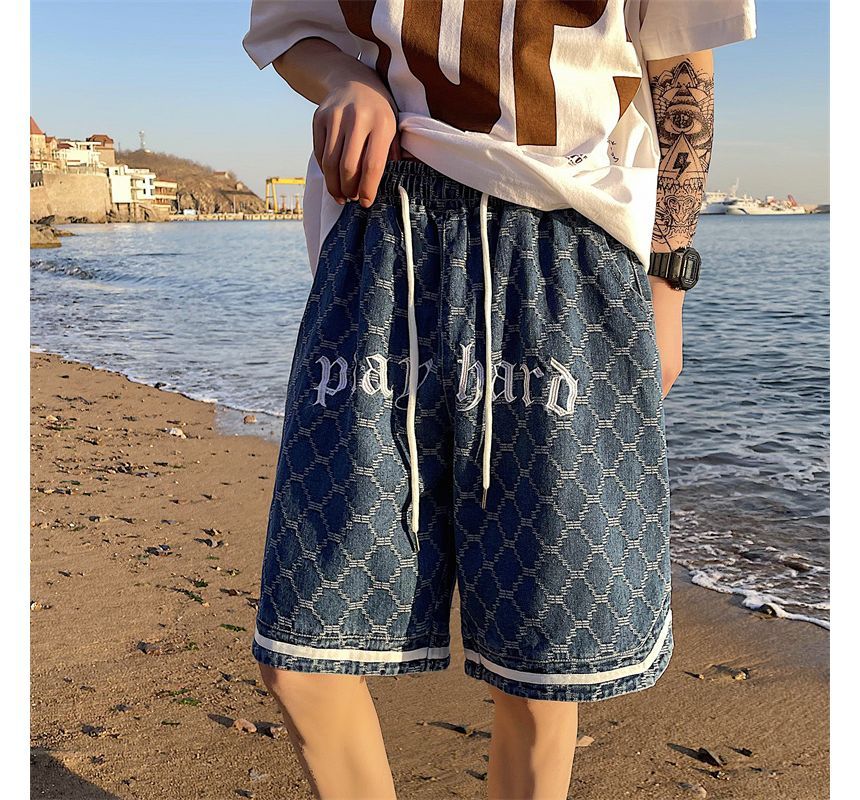 Ffodia - Losse denim shorts met letters
