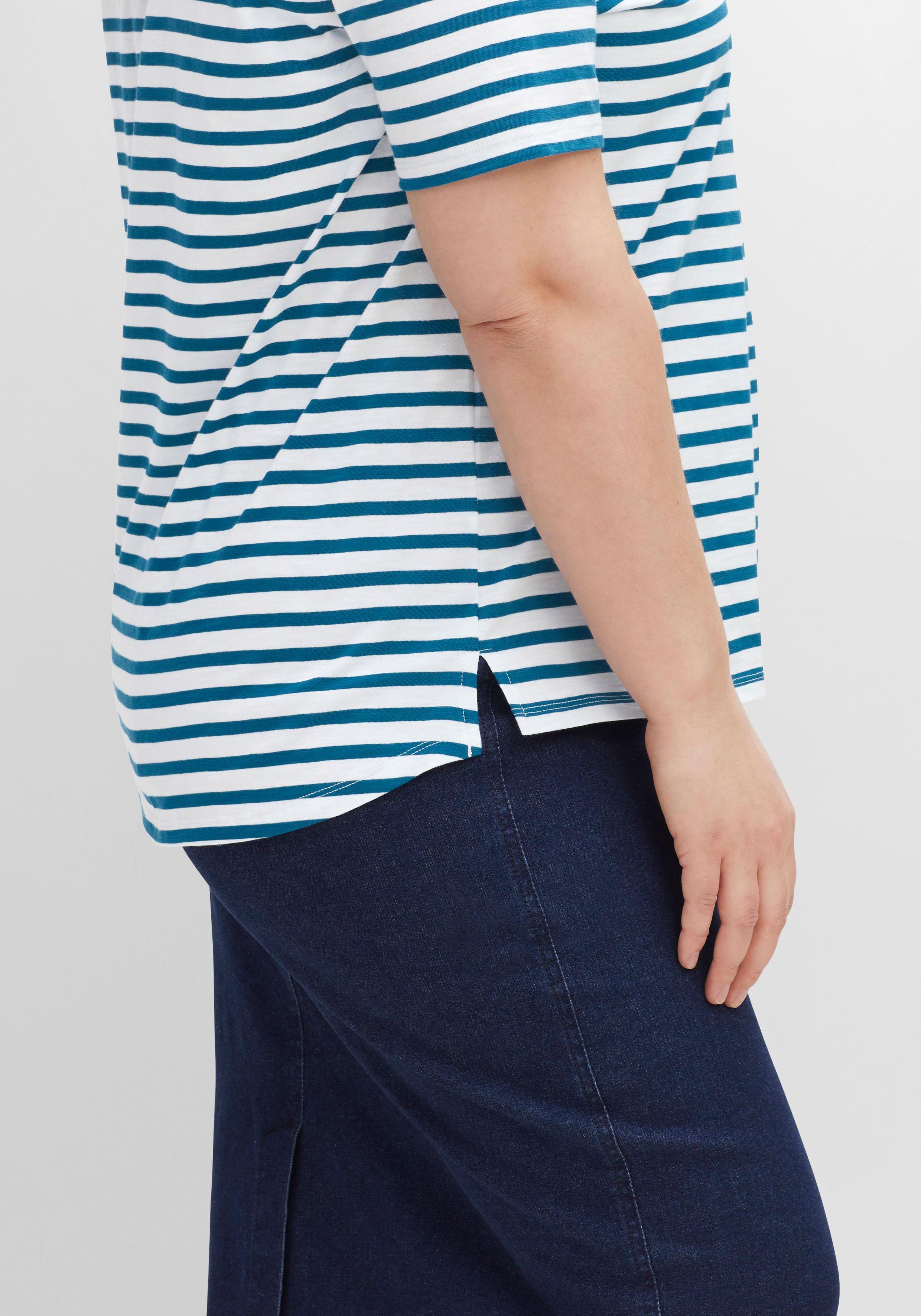 Shirt mit V-Ausschnitt und Ringeln