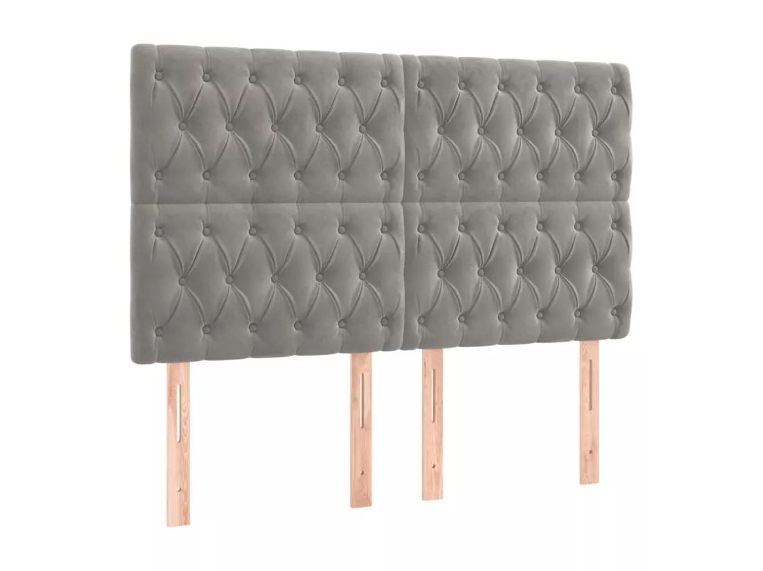 Sommier tapissier matelas et LED Gris clair 180x200 cm Velours
