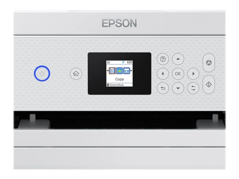 Epson EcoTank ET-2856 - Multifunktionsprinter - farve - blækprinter - kan genopfyldes - A4 (medie) - op til 10.5 spm (udskriver) - 100 ark - Wi-Fi, USB - hvid