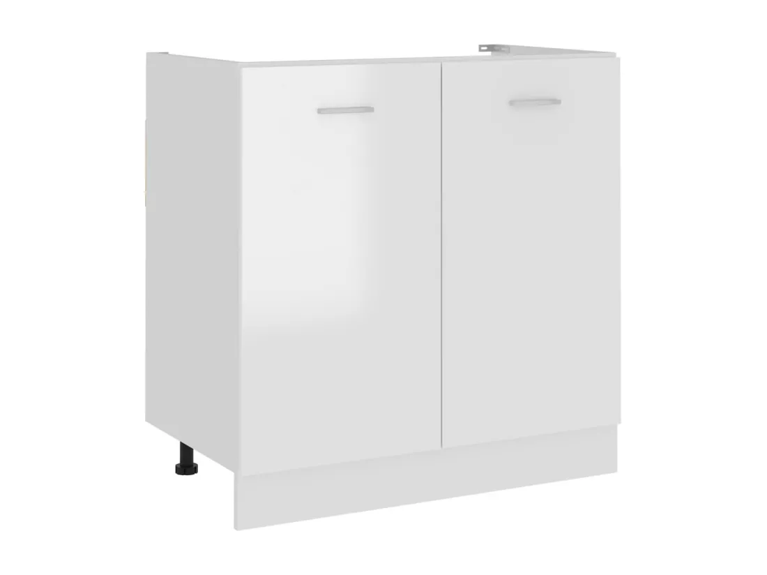 Armoire de plancher d'évier Blanc brillant Bois d’ingénierie