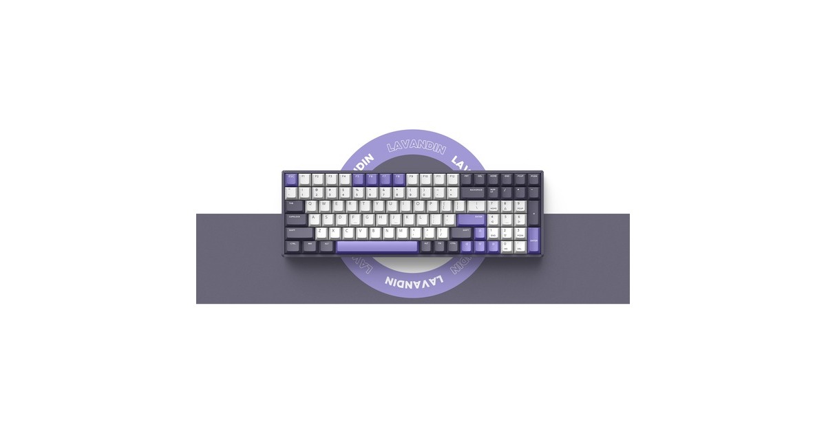 IqunixF97 Lavandin Wireless Mechanical Keyboard, gaming toetsenbord  (Lavendel, US lay-out, IQUNIX Moonstone, RGB leds, 96%, Hot-swappable, PBT, 2.4GHz | Bluetooth 5.1 | USB-C)