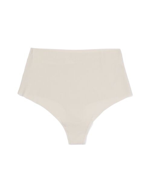 string taille haute microfibre côtelé pour femme  blanc cassé