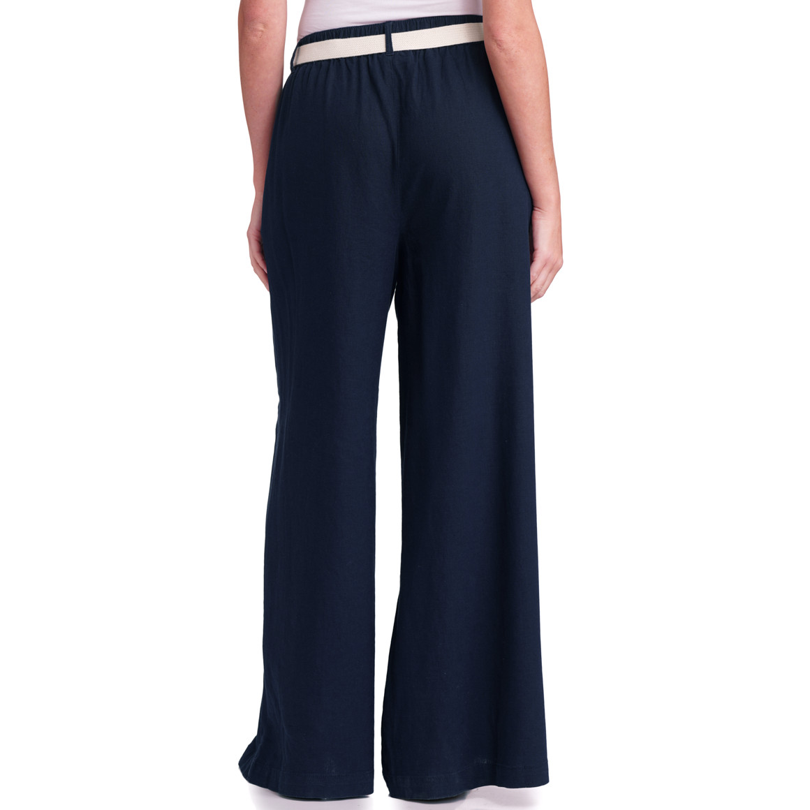 Gina Benotti Damen Leinen-Hose mit Bindegürtel dunkelblau