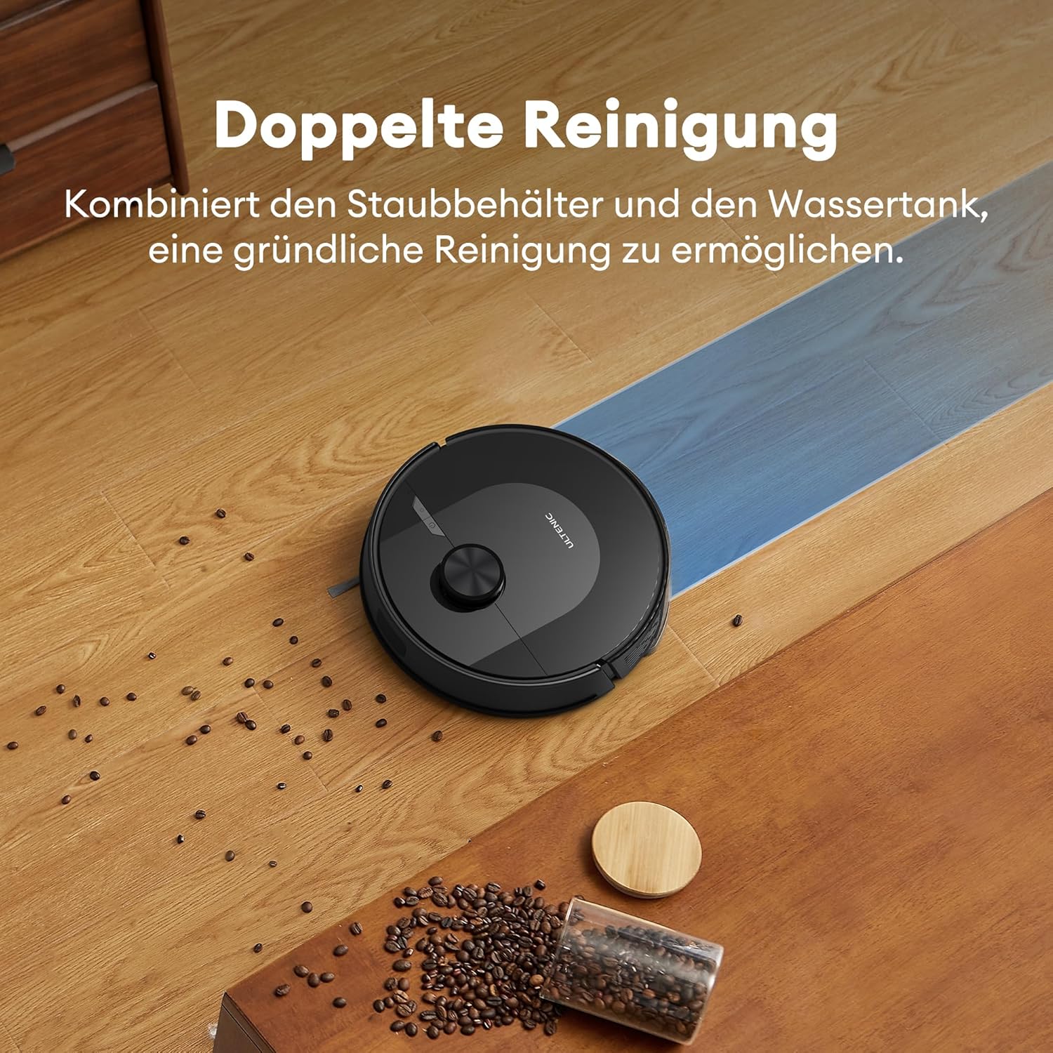 Ultenic D10 Saugroboter mit Wischfunktion 3 in 1, 5000Pa Staubsauger Roboter mit LiDAR Navigation, 50 dB Saugroboter, Roboterstaubsauger mit APP Steuerung, Ideal für Tierhaare, Teppiche, Hartböden