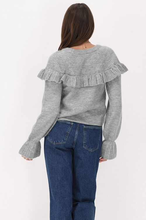 Grijze trui met ruffles