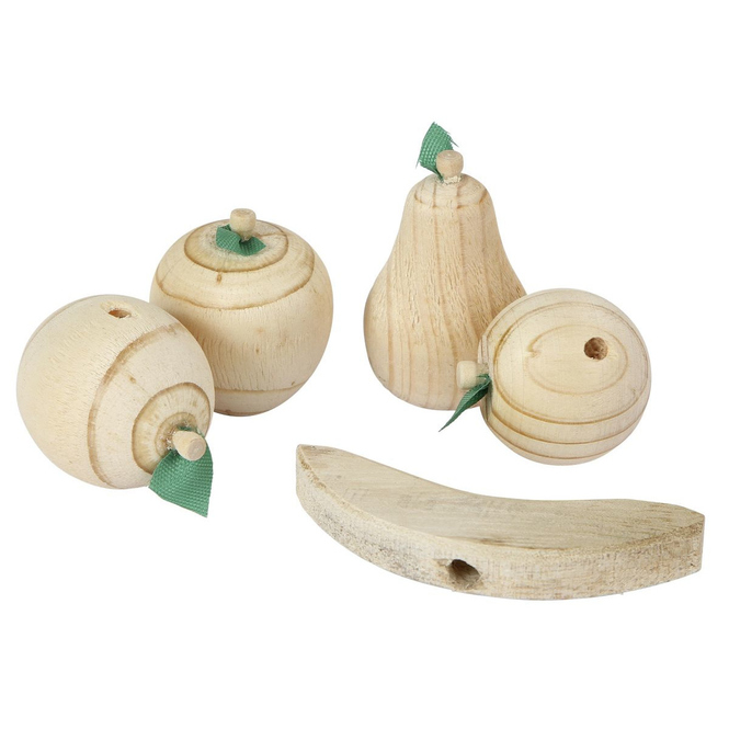 Nagerzubehör - Knabberfrüchte natur - aus Holz - 5 Stück