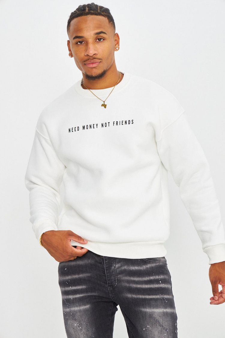 Sweat blanc à inscription 