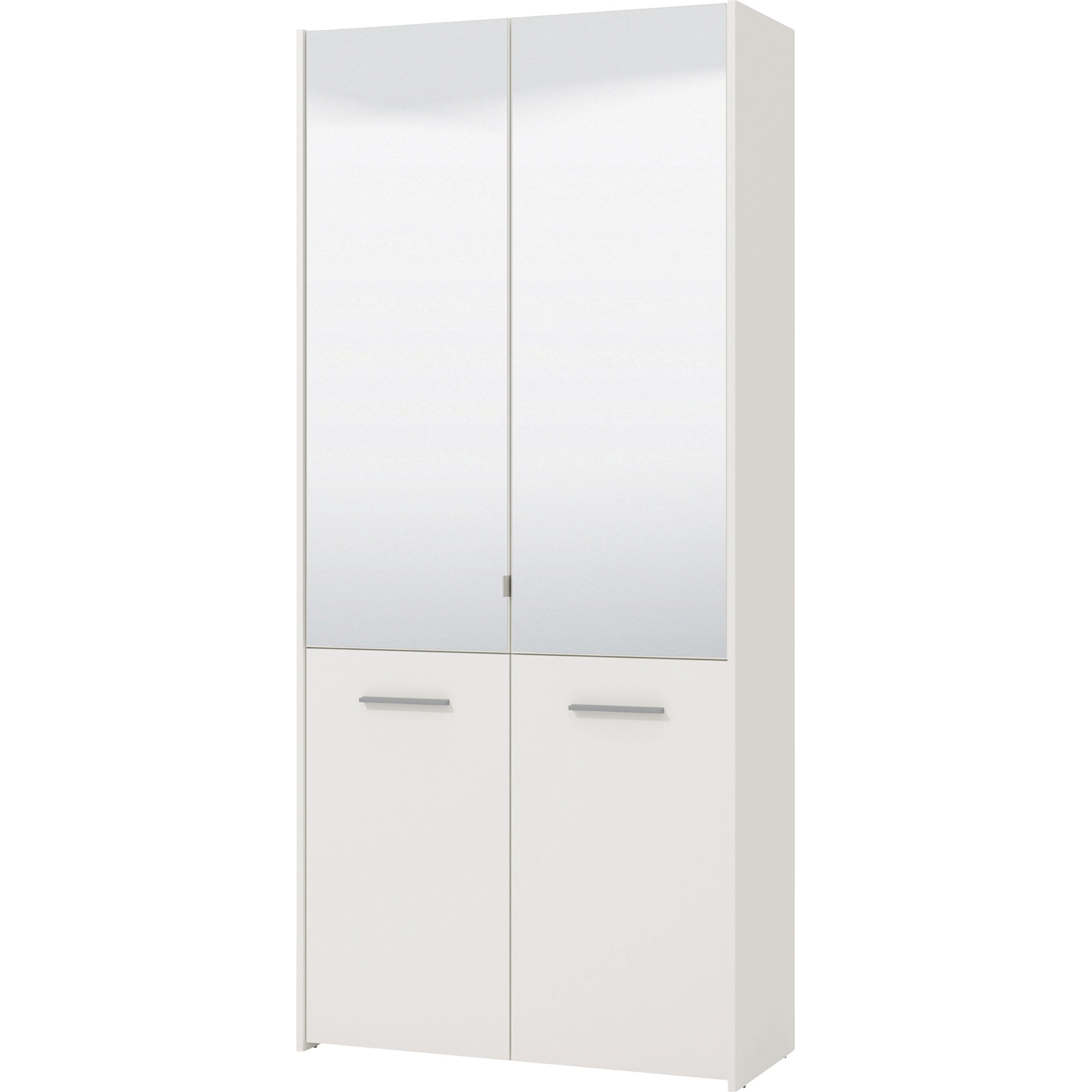 Schuhschrank Menorca Dekor Eiche weiss 89,5 x 199 x 37,5 cm, mit Spiegel