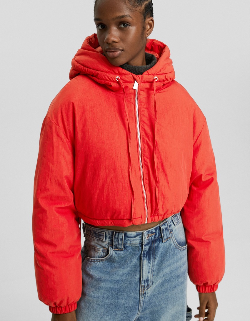 Jaqueta puffer com capuz