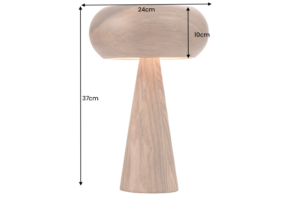 Runde Tischlampe ALVA 40cm natur Akazienholz Eisen Tischleuchte