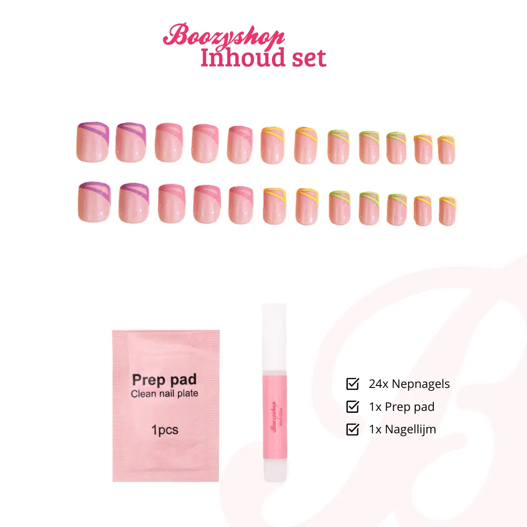 Press On French Nails Triangle Multicolor