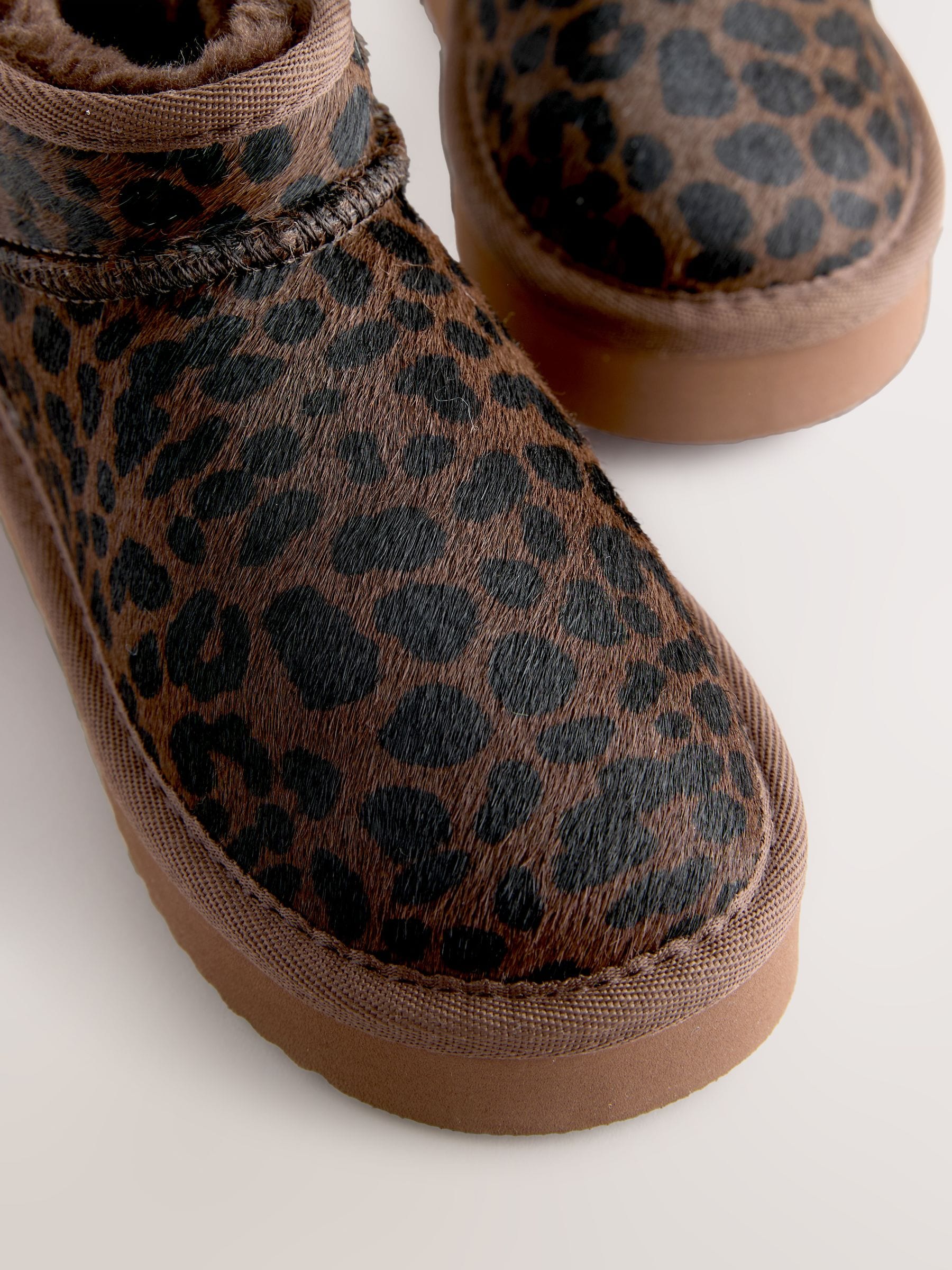 Chocolade Bruin luipaard Print - Lage schoenen mini warmgevoerde waterafstotende suède Boots
