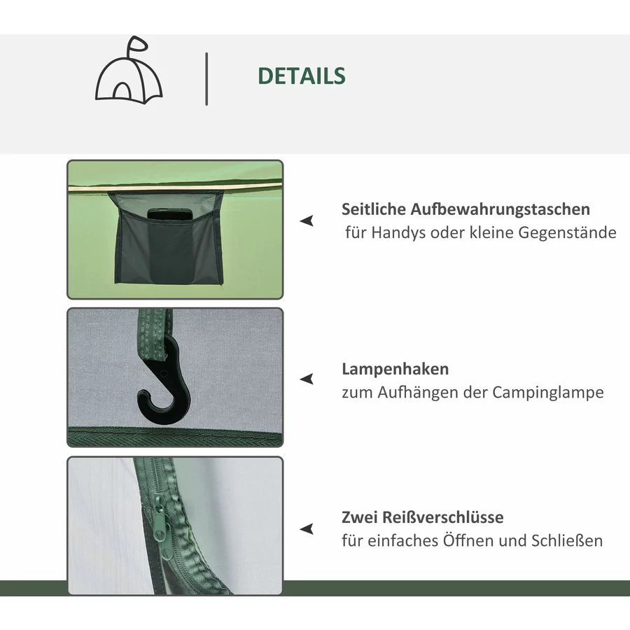Outsunny Campingzelt für 4-5 Personen dunkelgrün, grau