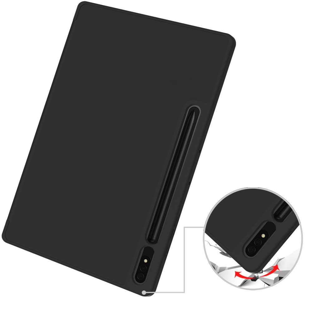 Samsung Galaxy Tab S9  Plus Leder Tasche Smart Case Hülle   S-Pen Halterung - Schwarz