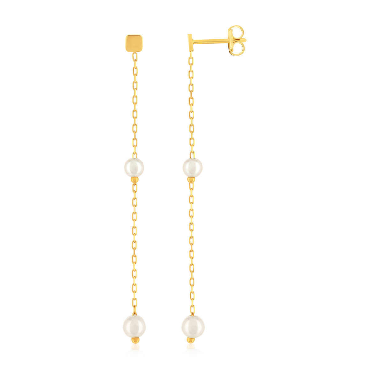 Boucles d'oreilles or 375 jaune perles de culture