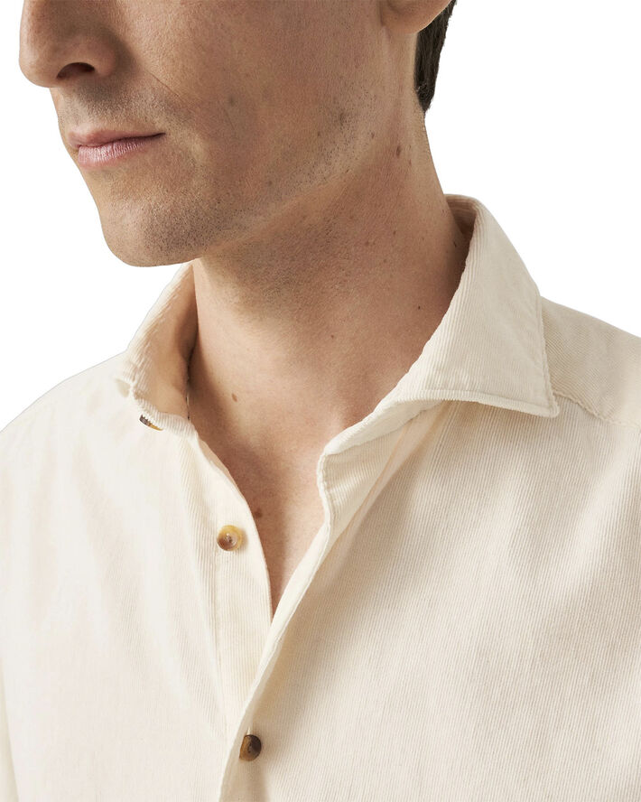ETON Slim Fit White Fine Whale Coruroy Shirt Hvid