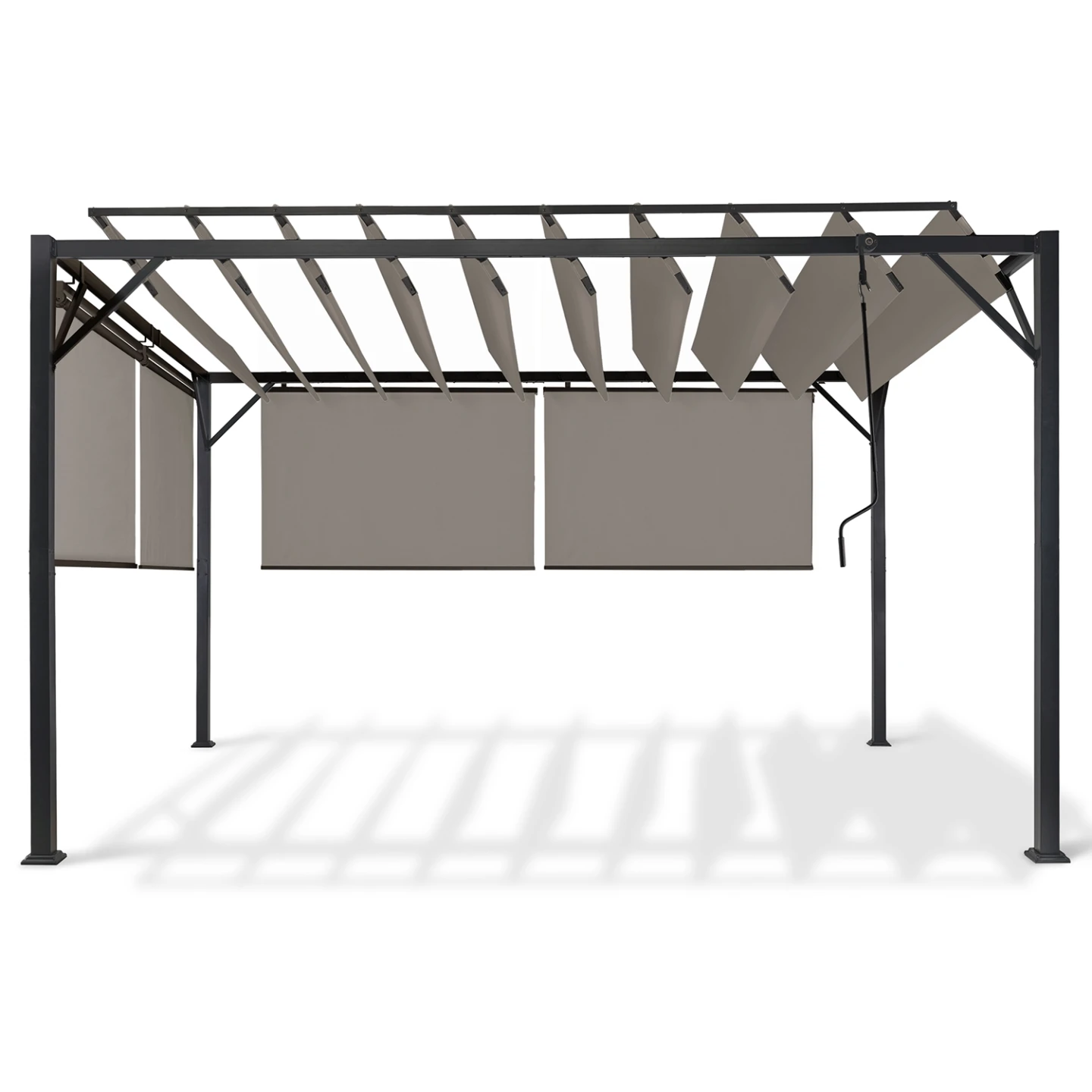 Pergola édition luxe lames orientables 3x4 M et 4 stores taupe