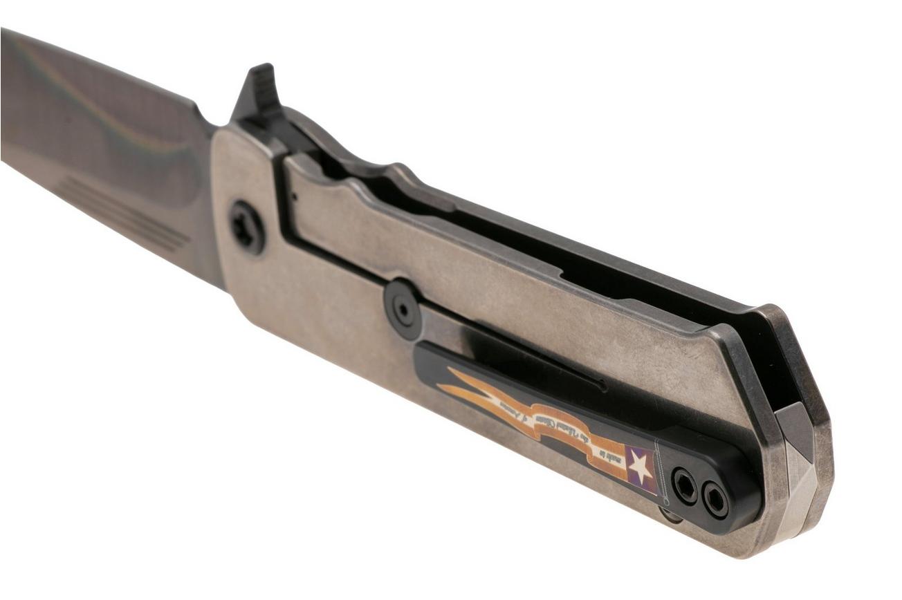 Medford TFF-4 25-TFF4-03, Vulcan S45VN Tanto, Tumbled Titanium Handle, Black G10 Inlay Handle, Black Hardware zakmes
