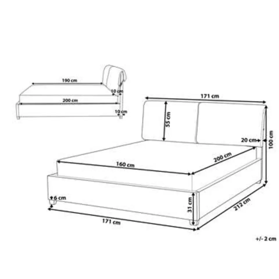BELFORT - Tweepersoonsbed - Beige - 160 x 200 cm - Polyester