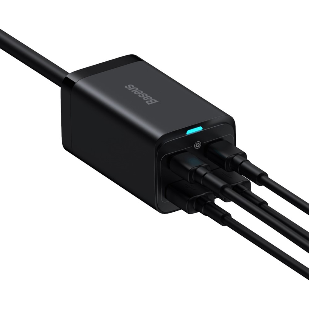(100W) GaN3 Pro Dual USB C / Dual USB A EU Stecker Ladegerät Fast Charge Netzteil inkl. USB C Ladekabel - Schwarz