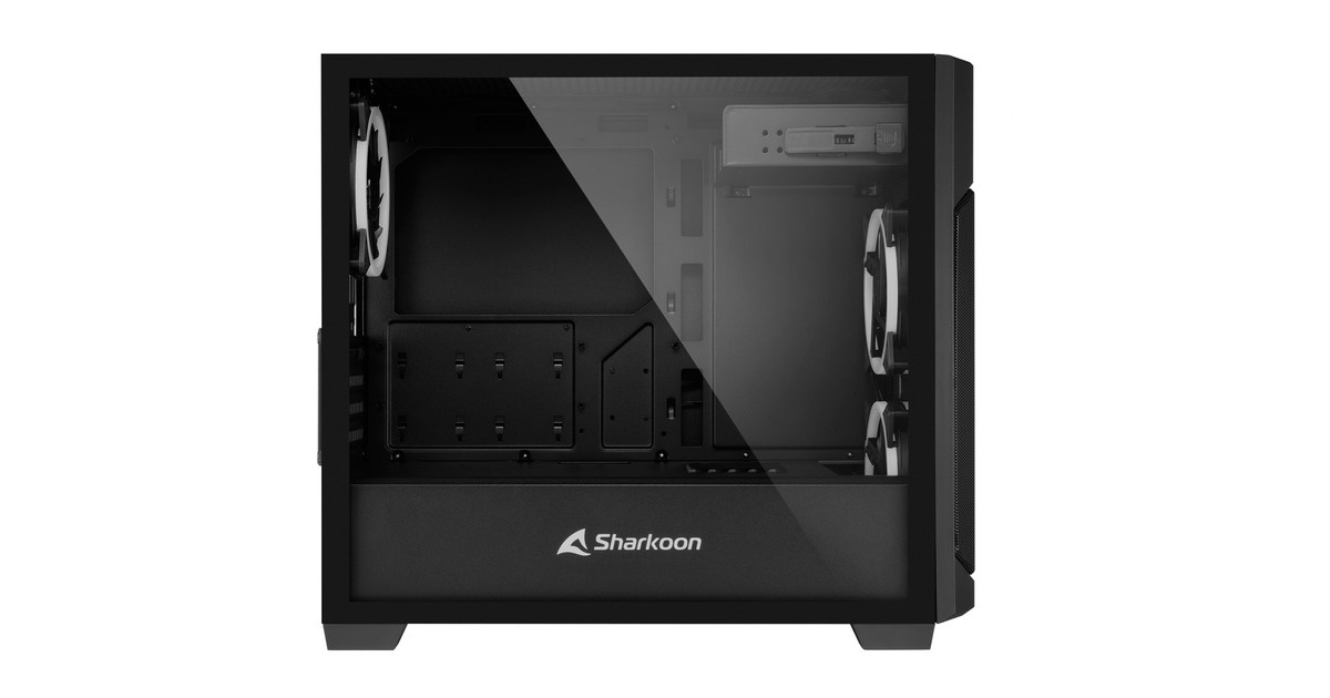 SharkoonV1000 RGB midi tower behuizing  (Zwart | 2x USB-A | RGB | Tempered Glass)