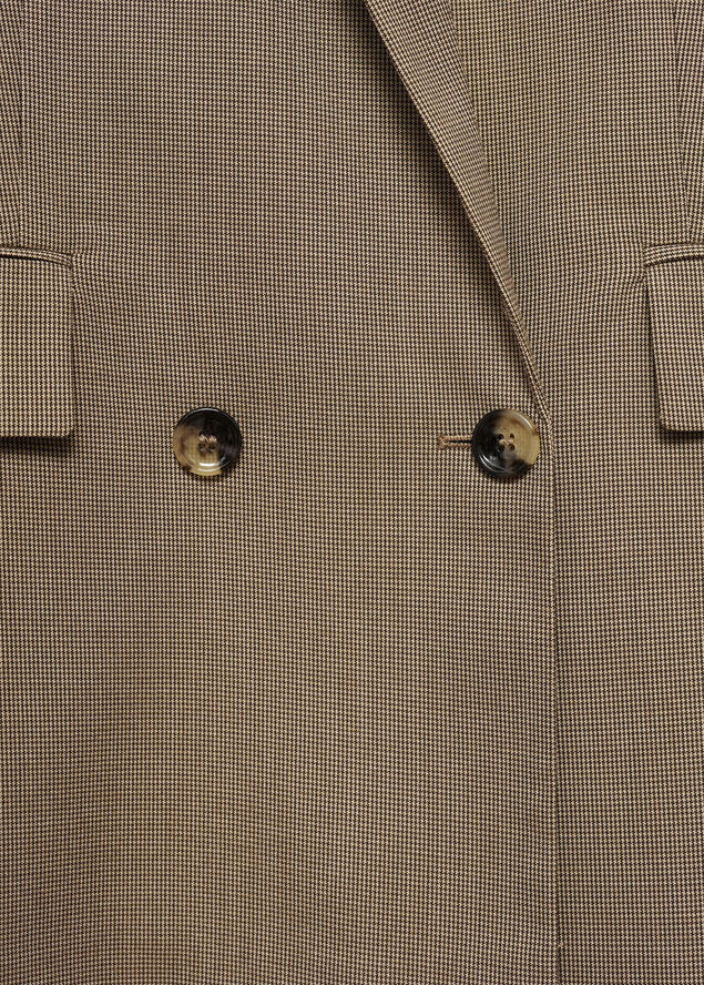 MANGO Crows foot double breasted blazer Dark brown