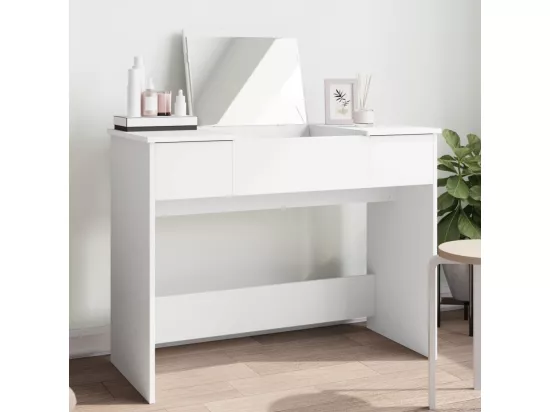 Coiffeuse avec miroir blanc 100x45x76 cm