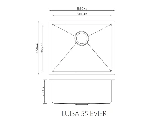 Luisa évier 1 cuve seule 55x45 en inox - Essebagno