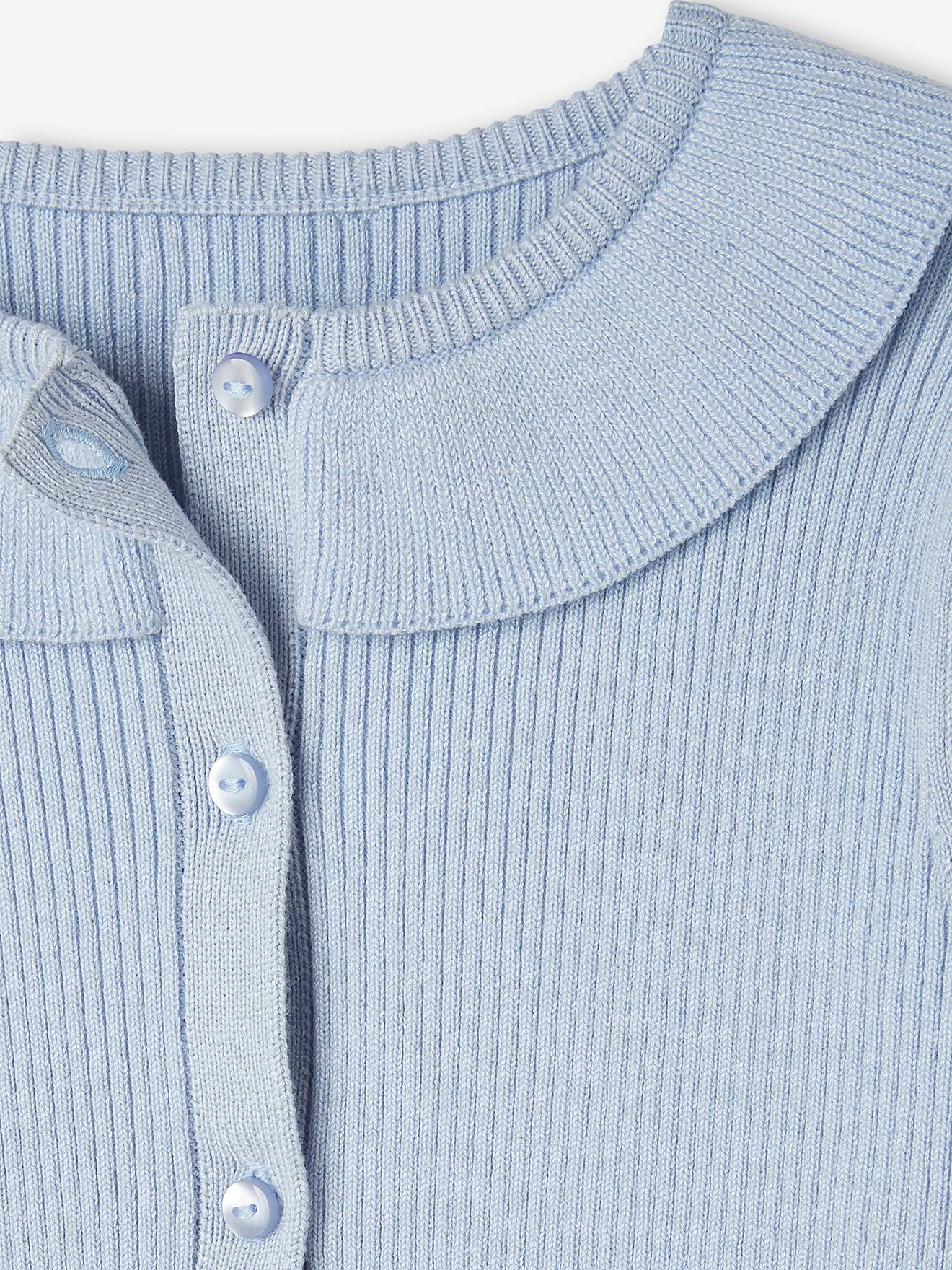 Casaquinho curto com gola de babados, para meninas, azul claro
