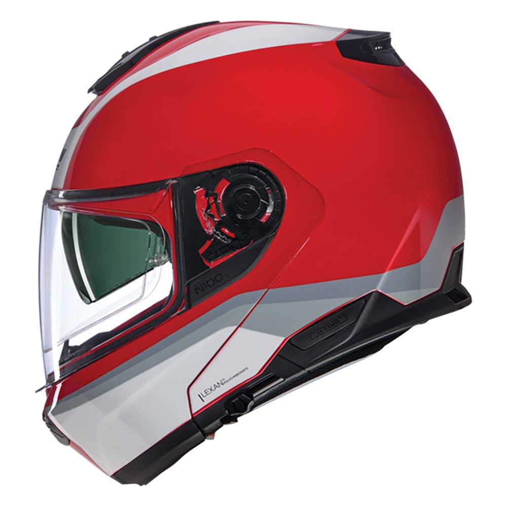 Nolan - Casque N100-6 Incognito N-Com Rouge / Blanc / Argent / Brillant