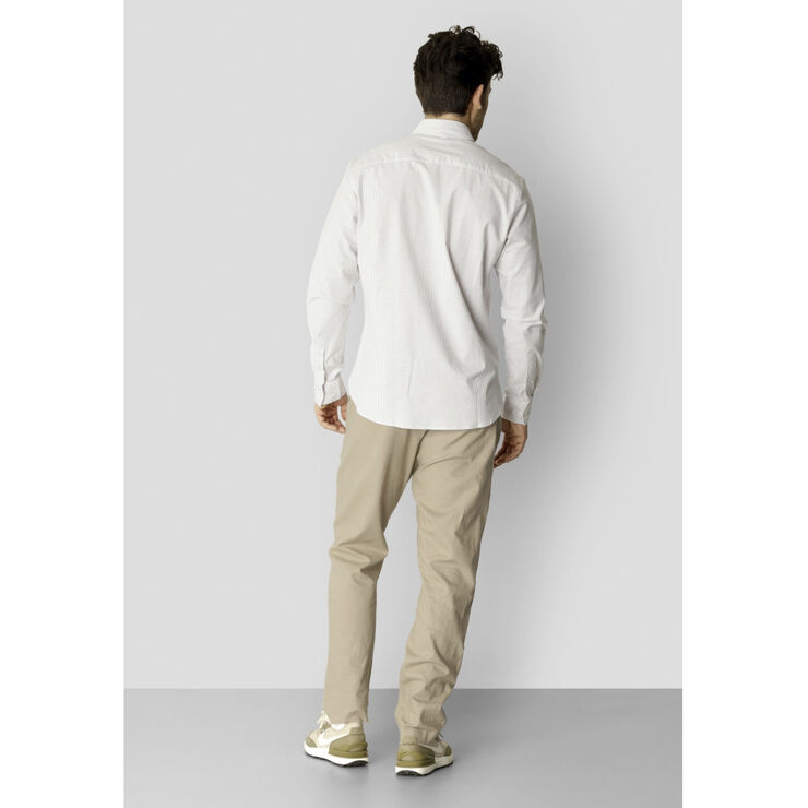 Clean Cut Copenhagen Oxford Stretch Stripe L/S Khaki striped
