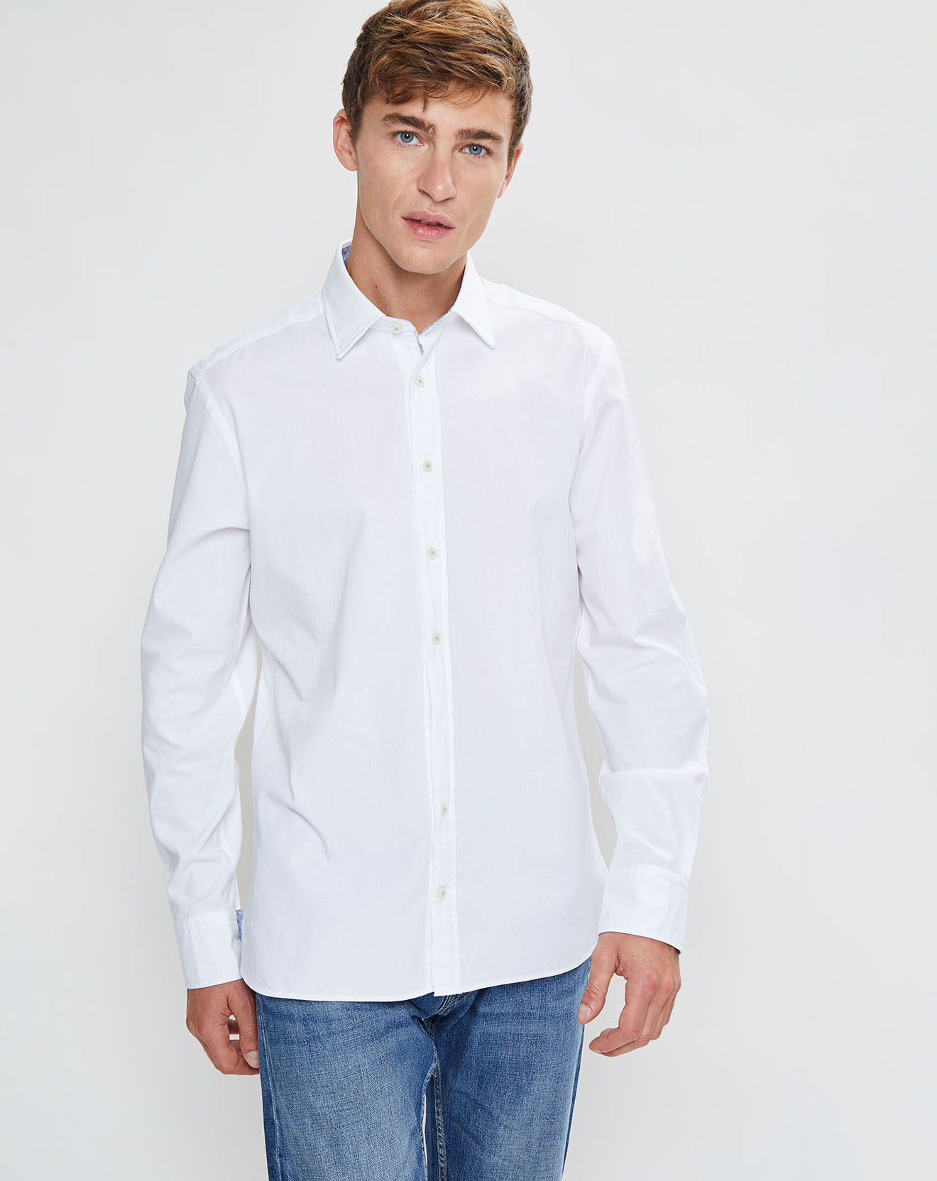 Hackett London Chemise Slim Fit Patch Coude blanche