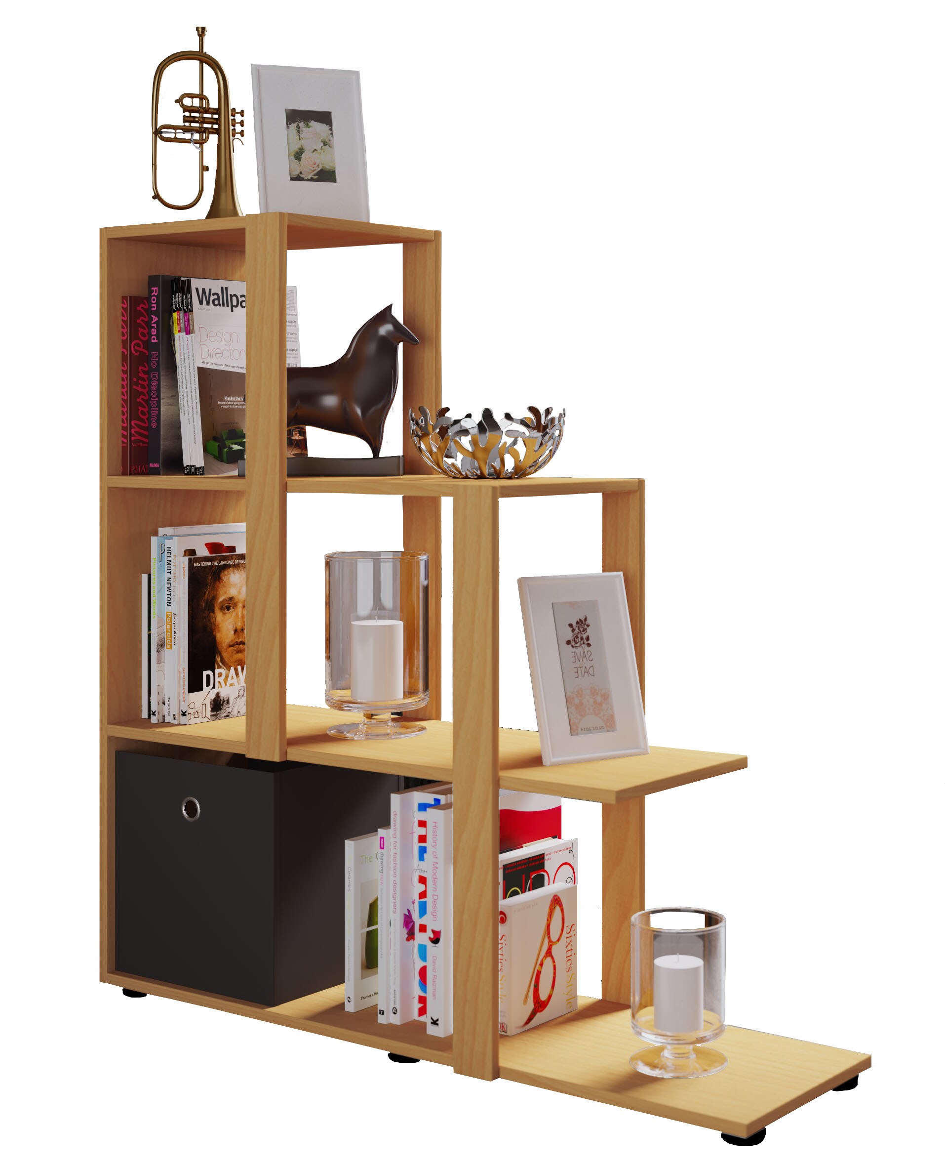 VCM Holz Stand Treppenregal Stufenregal Standregal Raumteiler Bücherregal Slando