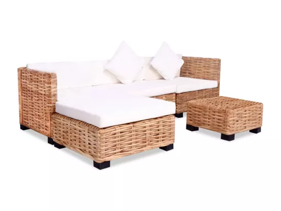 NETTLIFE Ensemble de canapés 14 pcs Rotin naturel