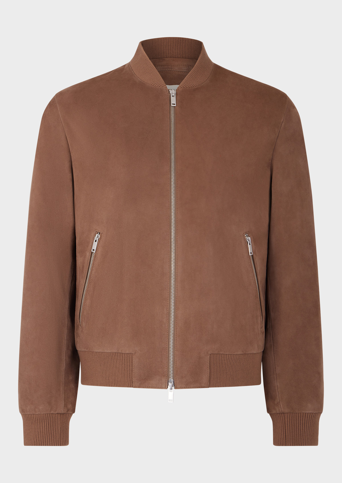 Blouson Teddy en cuir nubuck taupe