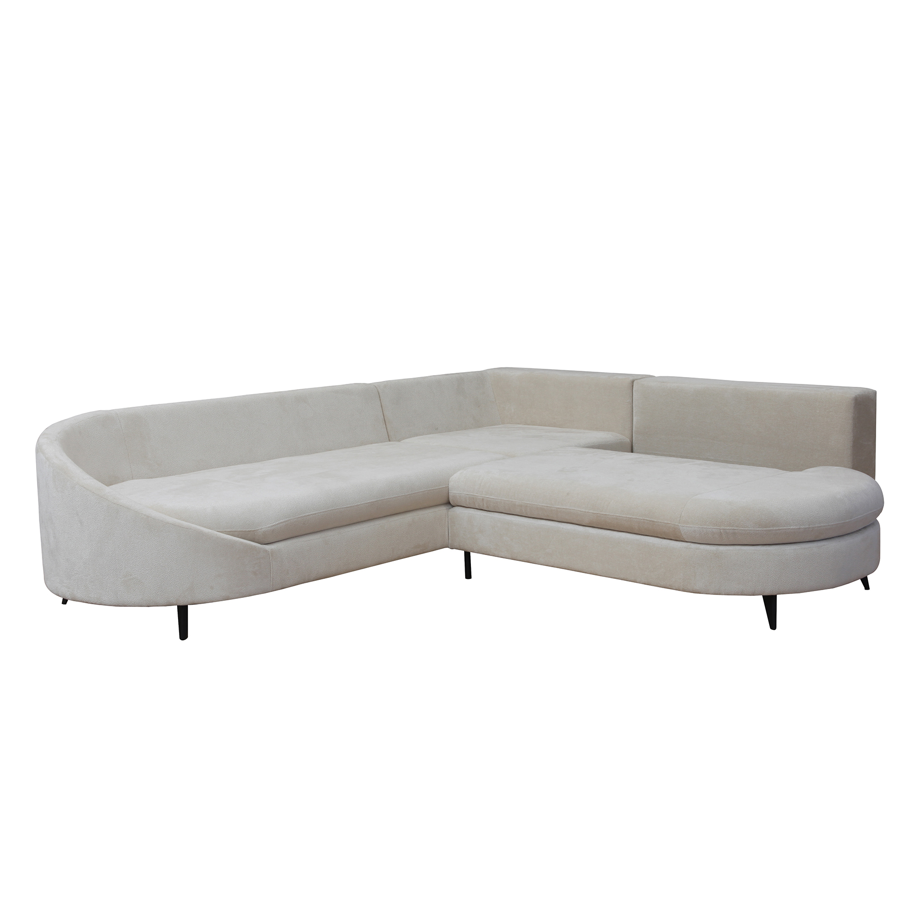 Ecksofa - cream - mit Liegefunktion und Staukasten - Ottomane rechts