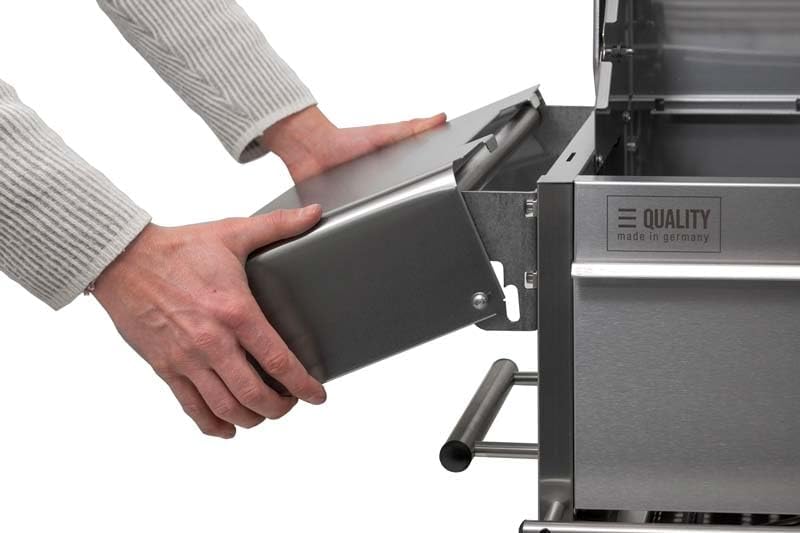Schickling Holzkohlegrill 'Willy L - Deluxe' Edelstahlgrill Grillwagen, Rechteckig, 100% Edelstahl, Holzkohle-Grill mit Deckel, Made in Germany - Direkt vom Hersteller
