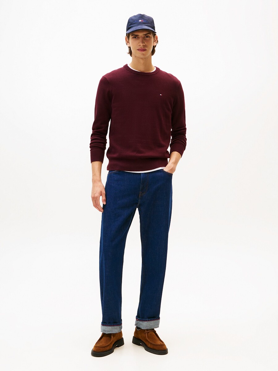 TOMMY HILFIGER<br>Suéter de gola redonda em algodão pima e cashmere