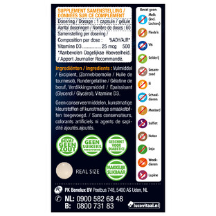 Lucovitaal Vitamine D3 25mcg Capsules 60CP