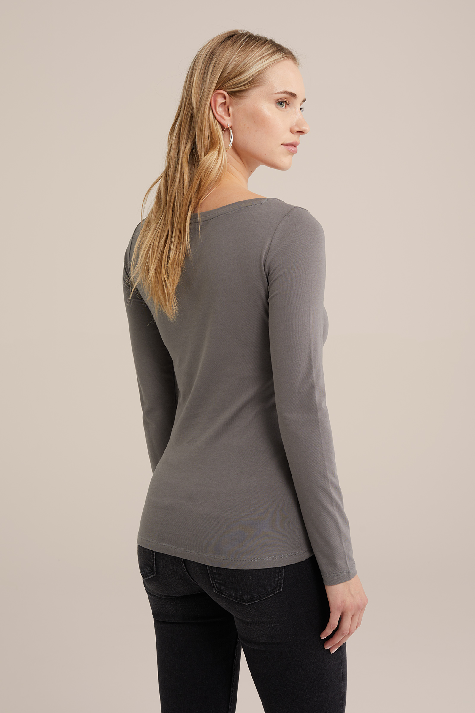 T-shirt van katoenmix WE Fashion Grijsgroen