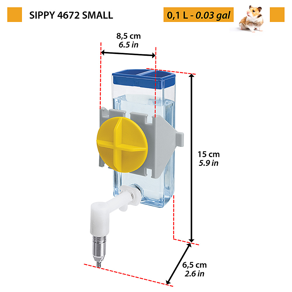 Ferplast abreuvoir pour hamsters, souris et gerbilles sippy 4672 small, bouteille d'eau distributeur pour petits rongeurs capacité