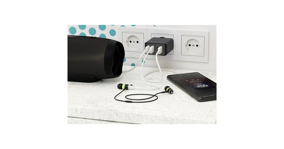 goobay4-Way USB Charger (30 W)  (Zwart)