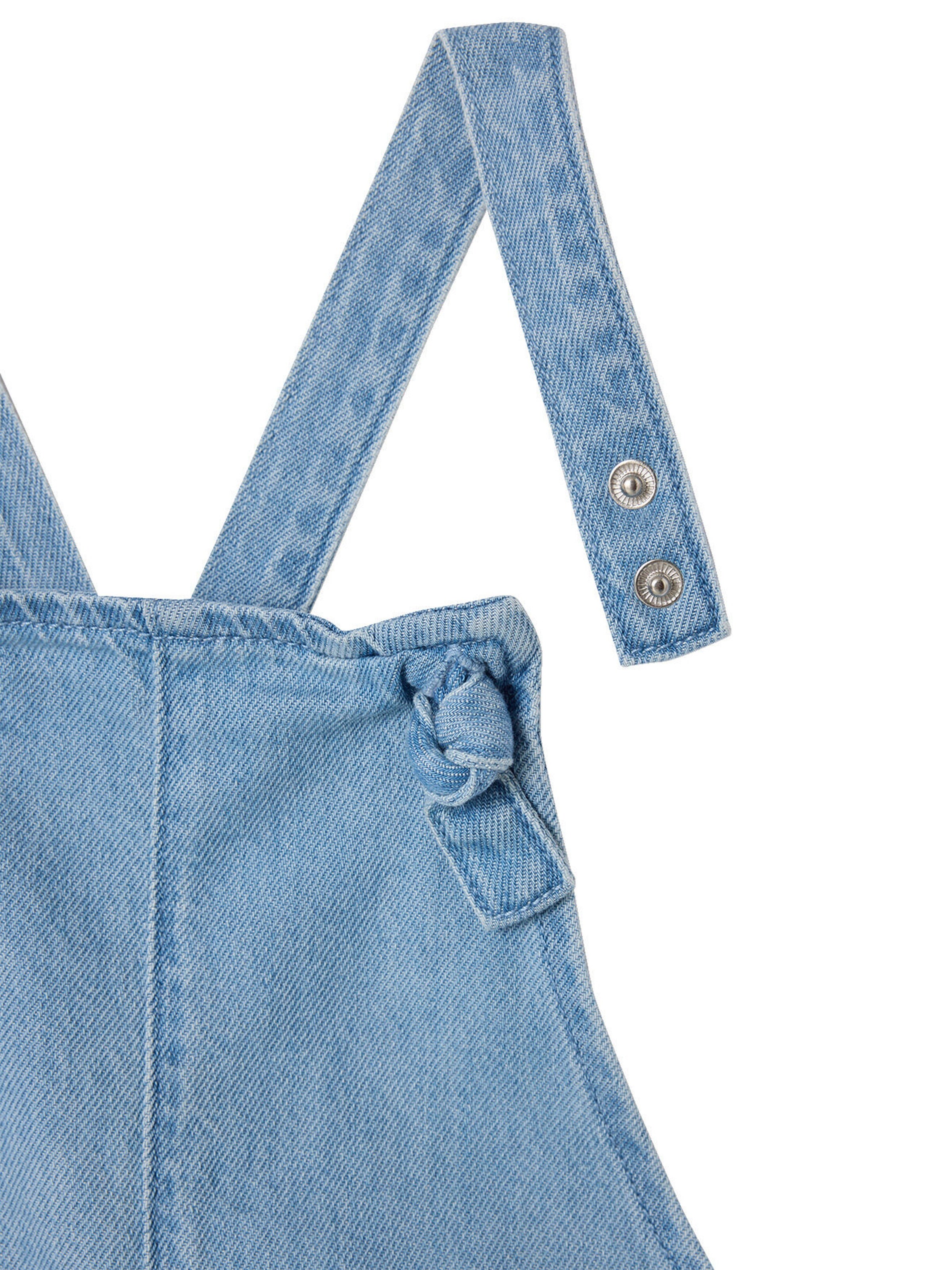 Vertbaudet Mädchen Latzshorts aus Light-Denim blau