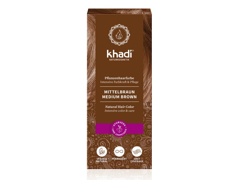 khadi Haarcoloration Pflanzenhaarfarbe Mittelbraun 100 g Pflanzenhaarfarbe Mittelbraun